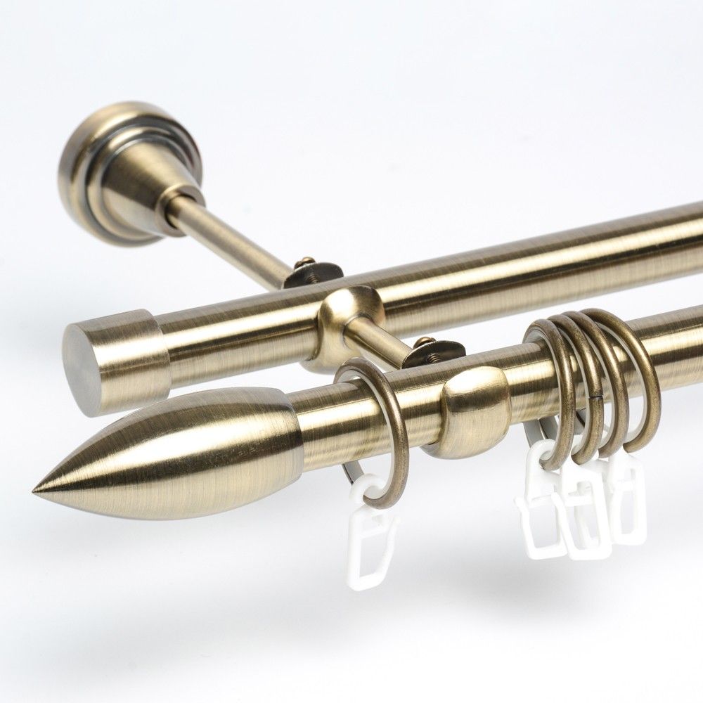 Double curtain rod and hardware set