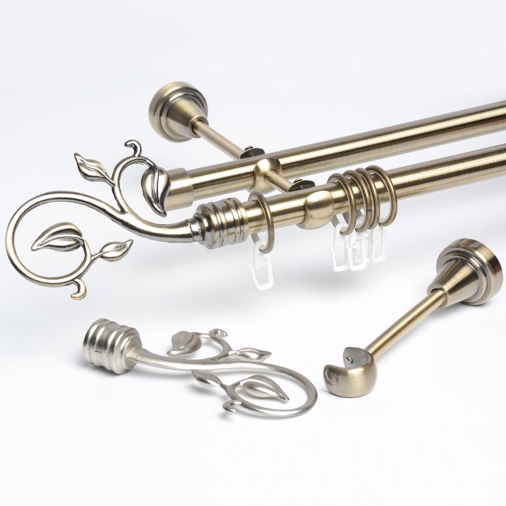 double curtain rod and hardware set