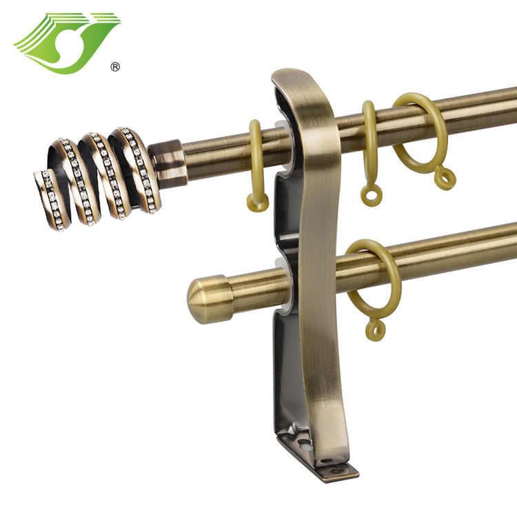 Home decoration Single double curtain pole set metal curtain rods