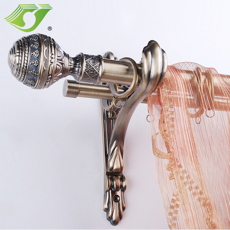 Home decor adjustable double metal telescoping curtain rod