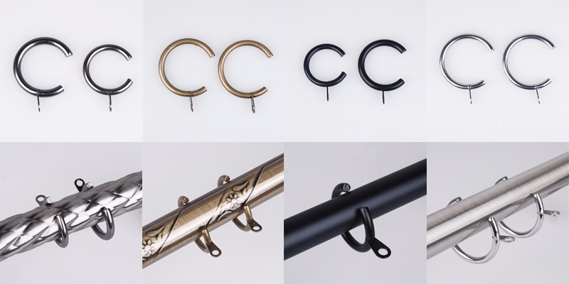 Metal C shape Curtain Rings for by-pass curtain bracket
