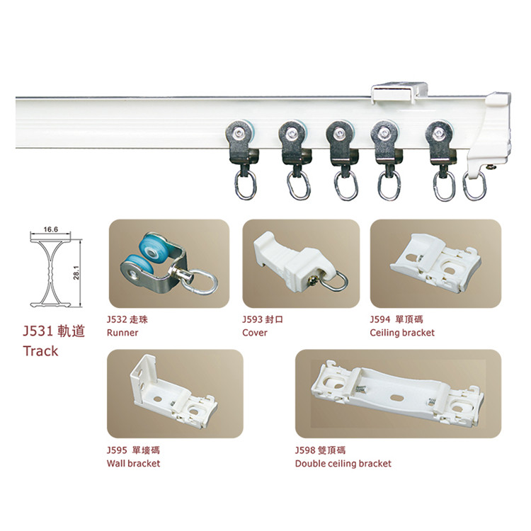 Home Decoration Sliding Shower Curtain Track Hooks Curtain Poles Tracks & Accessories Metal Aluminum