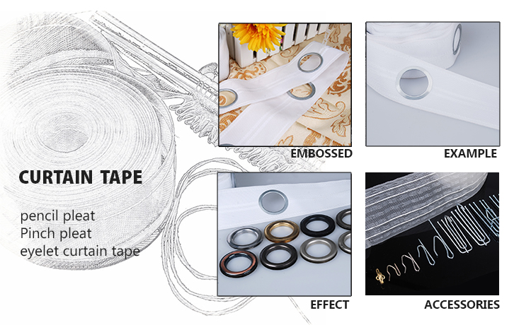 Curtain Pleating Tapes,wave Tape for Curtain Curtain Accessories Window Shade ZT-0022 Russian Polyester 7.5cm All-season Support